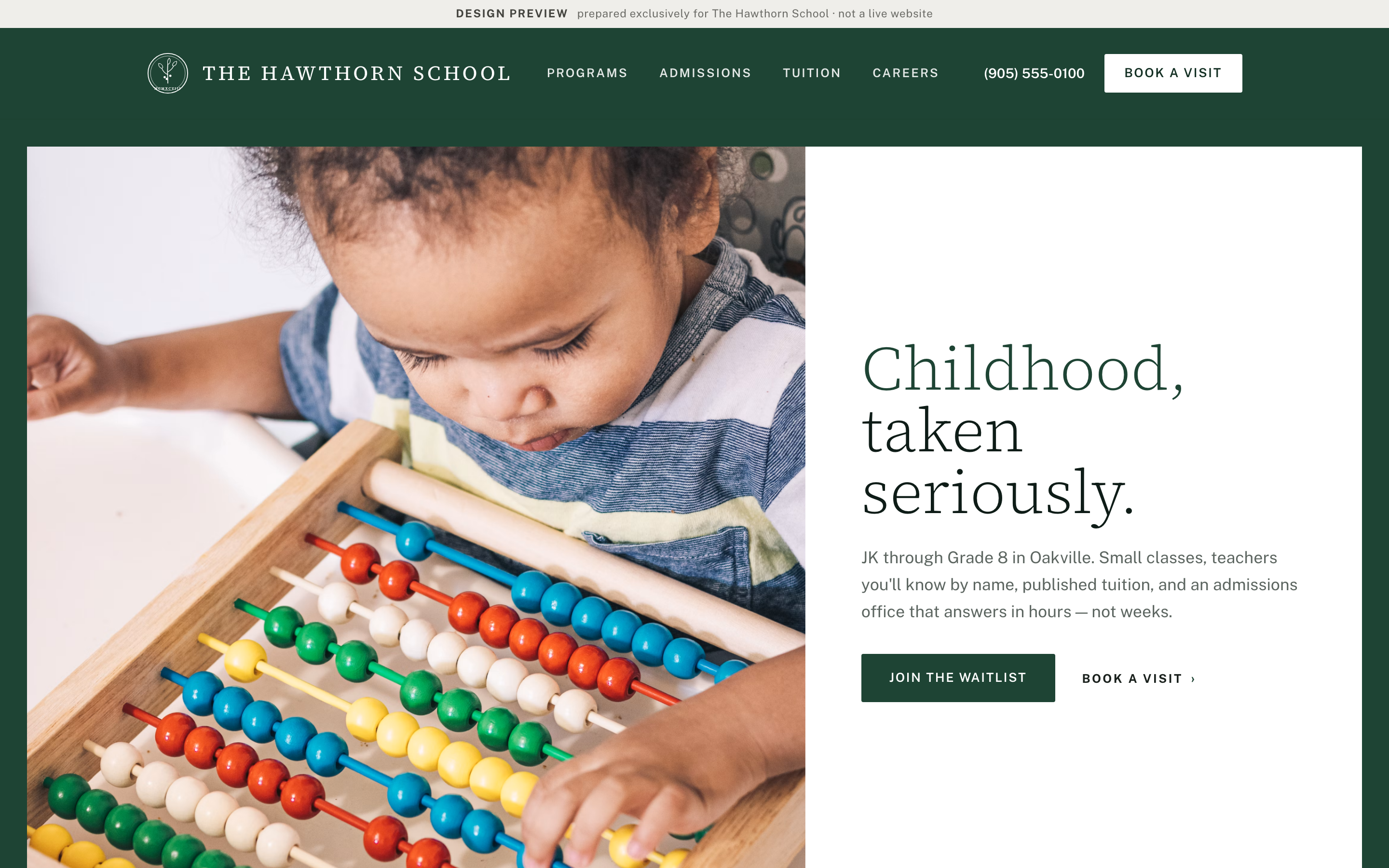 A school website built on the platform